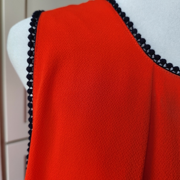 Umgee The Virginia Shift Dress Pleated Sleeveless Orange Navy Blue New Large - Picture 7 of 15